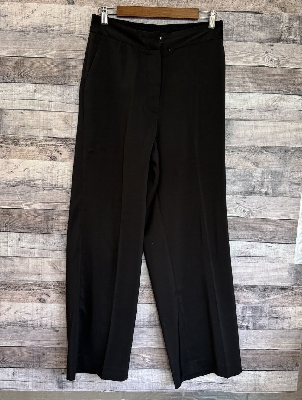 QUINCE Stretch Crepe Classic Straight Leg Trousers Dress Pants in Black Size 8